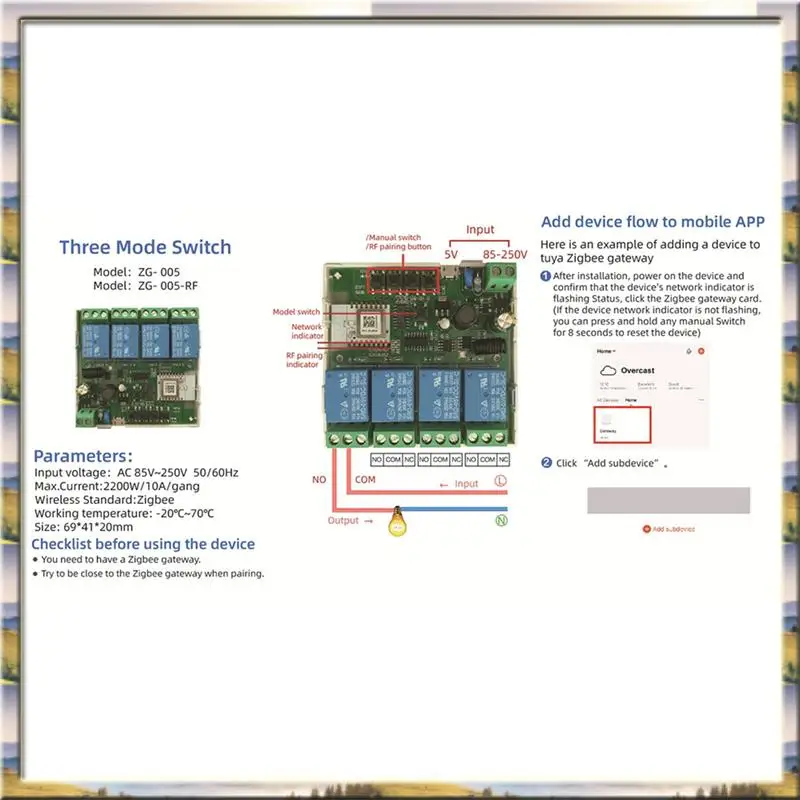 

AA46 HOT-5X 4 Channels Tuya Zigbee Smart Switch Module RF433 Smart Home Automation DIY Breaker Wireless Relay Voice Control