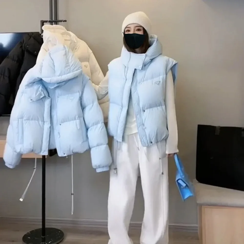 

Women's Autumn and Winter New Down Jacket Detachable Double-sleeved Hooded Jacket 2024 New Wave Loose Leisure Women's Parka Coat