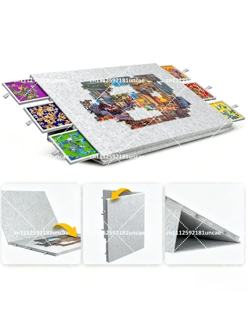 

Felt Puzzle Board 2000 Pieces, Portable Storage Table with Drawers, Foldable Sorting Tray for Adults