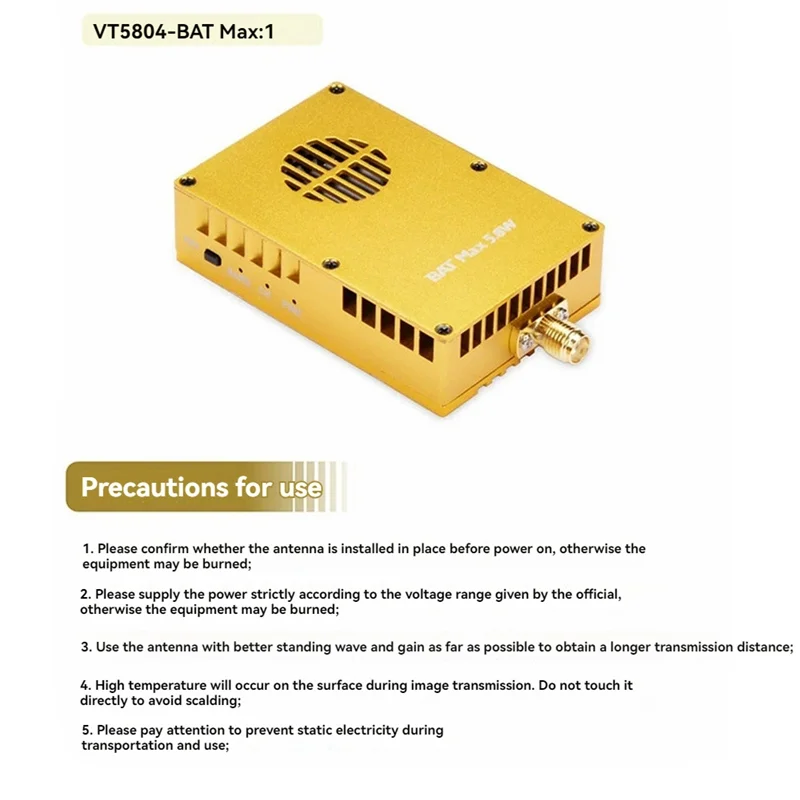 VT5804 BAT-MAX 5.8G 5.8W VTX 64CH FPV Audio Video Transmitter OSD NTSC/PAL For Long Range RC FPV Racing Drone-BCBW