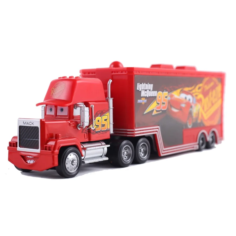 Auto Mack Truck Disney Anime Figure Lightning McQueen Racing pulcino Hicks modello The King Vehicle giocattoli per bambini regali di compleanno