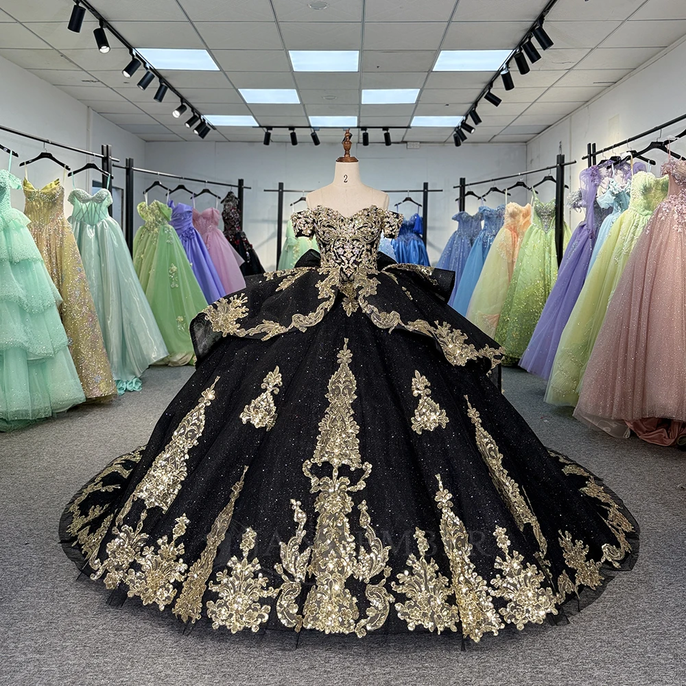 Customized Shiny Quinceanera Dresses With 3D Flower Lace Vestidos 15 Anos Formal Birthday Party Princess Prom Gown Ruffles
