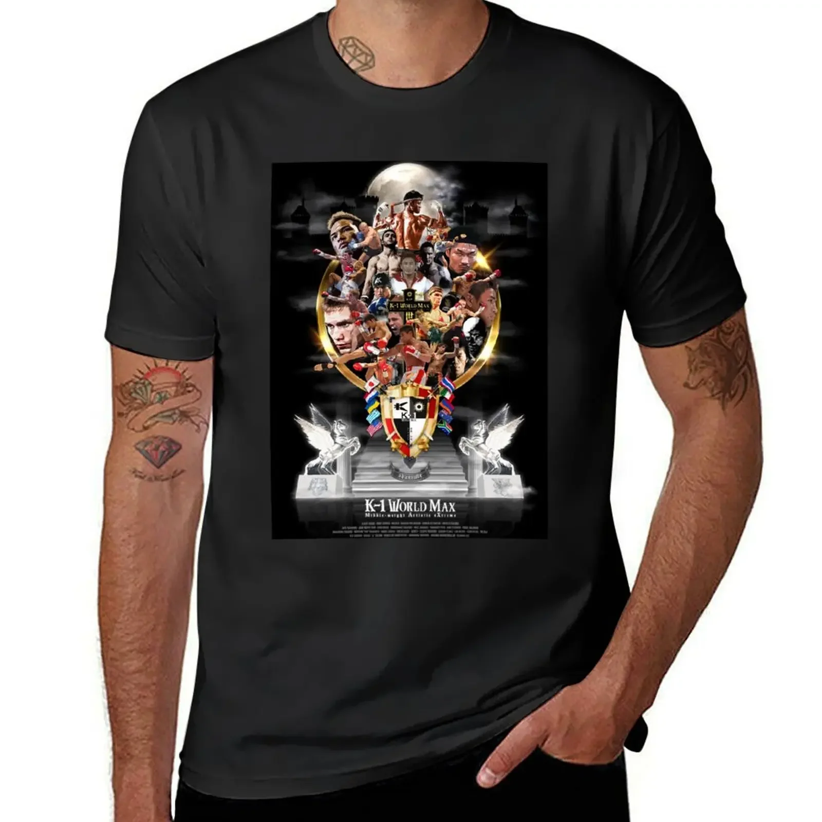 Original K-1 WORLD MAX POSTER by shunsukevisuals T-Shirt Blouse blacks outfits for men