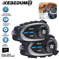 1/2pcs Q29 Motorcycle Helmet Intercom Bluetooth Headsets Handsfree Communicator Dash Cam Video Record 1080P Interphone 500M