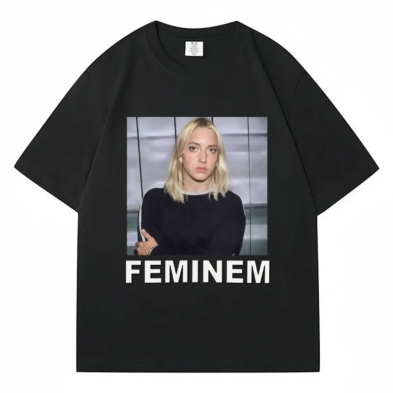 Eminem Feminem Print Funny T-Shirt Men Women Hip Hop Oversized Fashion Hip Hop T-shirts Cotton Casual Novelty T Shirt Streetwear