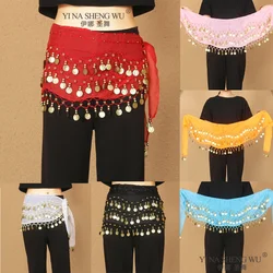 Belly Dance Hip Scarf Wrap Belt Stage Performace Accessories Dancer Skirt Female Gold Coins Sequins Tassels Waist Chain Costumes