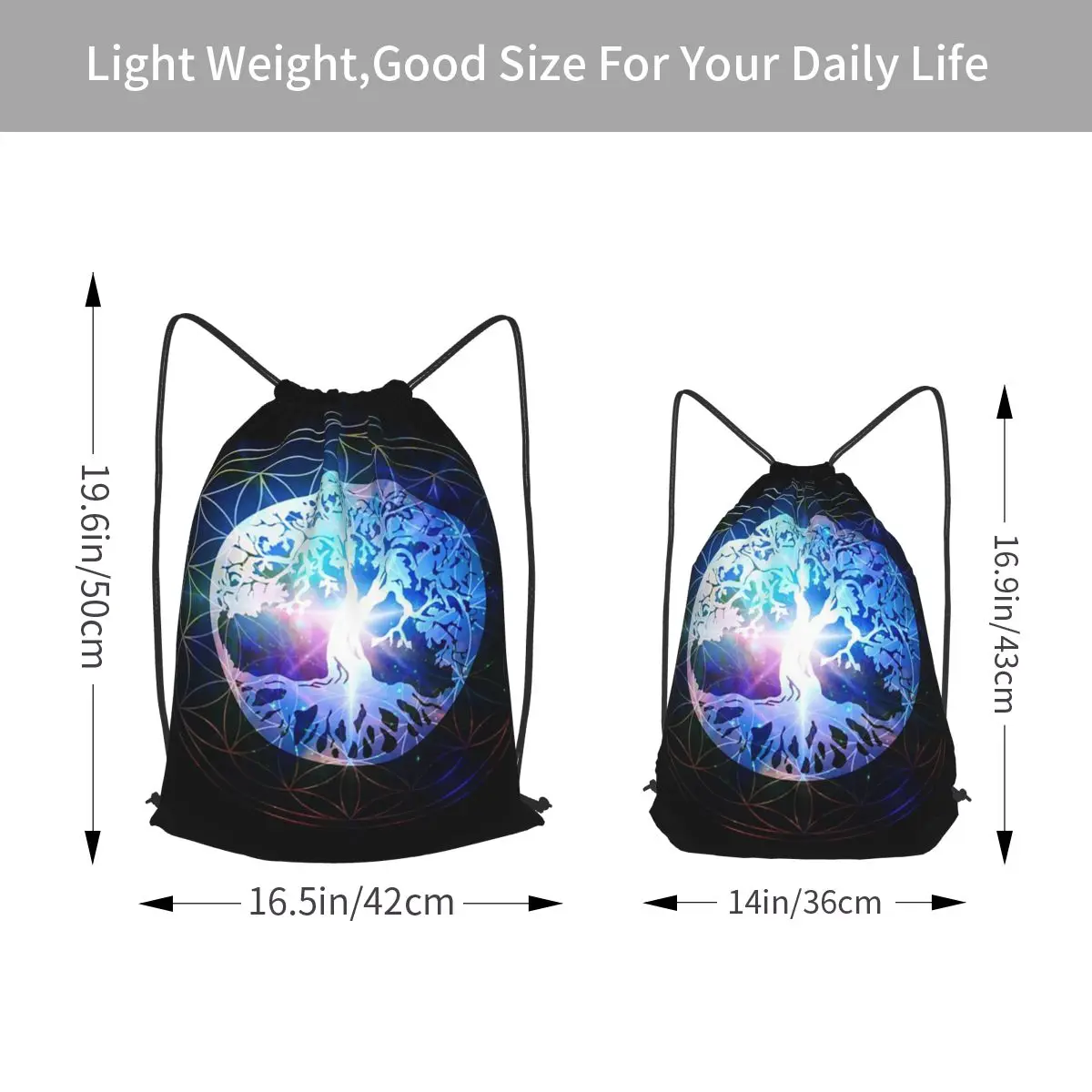 Tree Of Life Mandala Backpacks Casual Drawstring Bundle Pocket Shoes Bag Book Bags for Travel Students