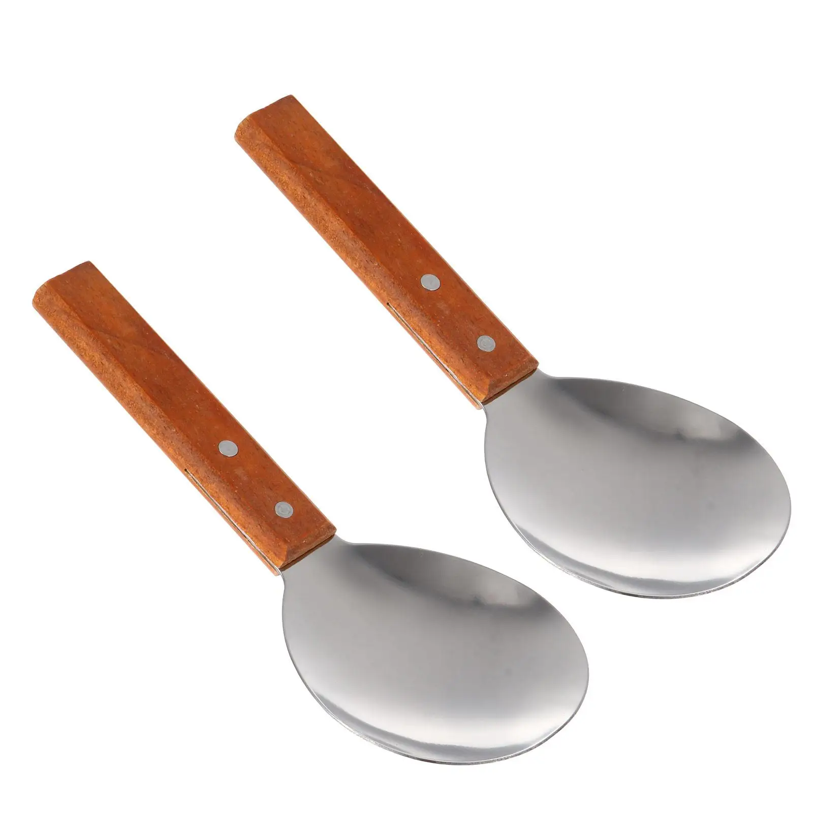 

2Pcs Stainless Steel Rice Spoons Non stick Ergonomic Kitchen Tools Set Easy Clean Heat Insulation Cooking Supplies