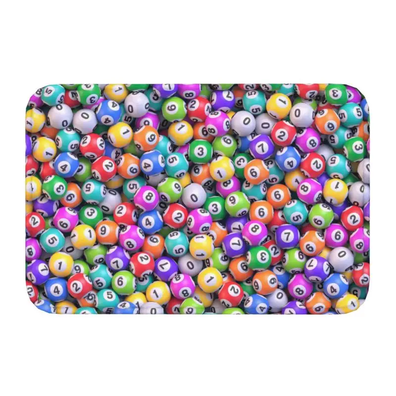 Custom Bingo Balls Pattern Front Door Mat Anti-Slip Indoor Absorbent Doormat Living Room Entrance Rug Carpet