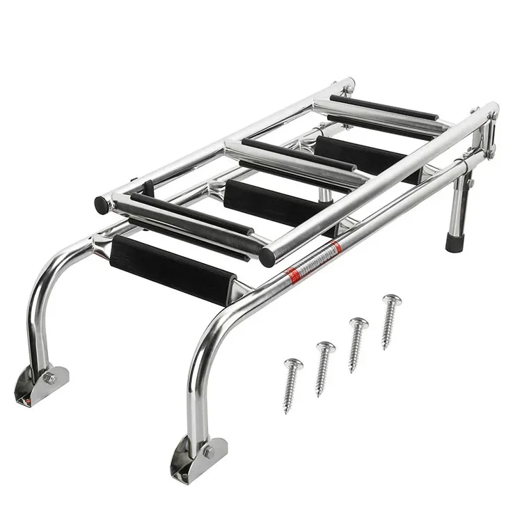 Foldable folding Stainless Steel 6 Steps boat Ladder Stern Mount w Rubber Grips for Marine Boat Yacht