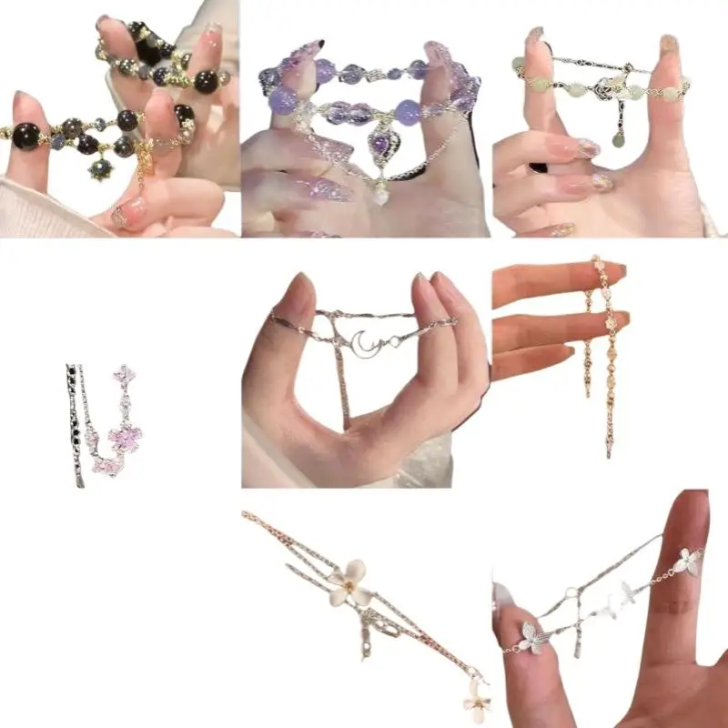 Adjustable Fashion Crystal Bracelet Dainty Sparkling Beads for Girls School Wear Friends Gathering Party