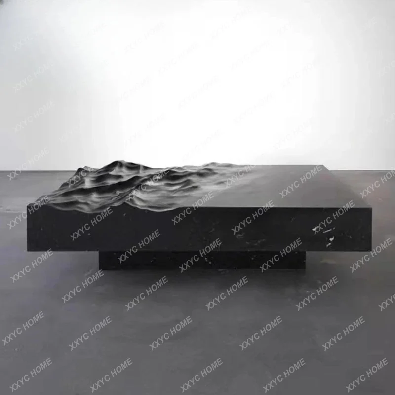 

Personalized zen coffee table imitation marble water ripple tea table water cube square negotiation table