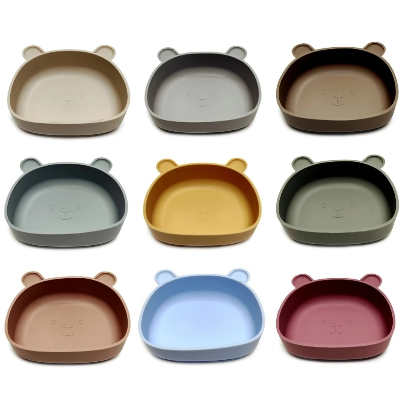 

Children's Silicone Meal Plate Baby Complementary Bowl Suction Cup Type Bear Cartoon Dinning Plate Fall Prevent