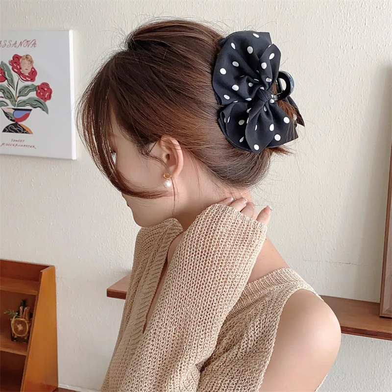 Woman New Wave Point Two-sided Large Bowknot Hair Claws Lady Delicate Hairpins Barrettes Gilrs Hair Clips Hair Accessories