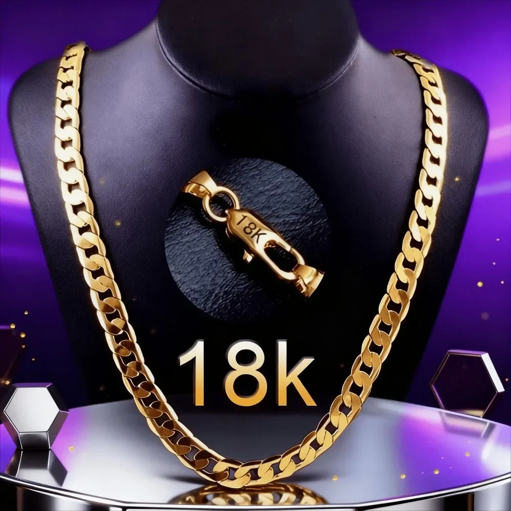 

Мужское кубинское ожерелье-цепочка из 18-каратного золота — блестящая прочная кубинская ссылка, идеально подходит для повседневной носки и вечеринки, отличный подарок для мужчин