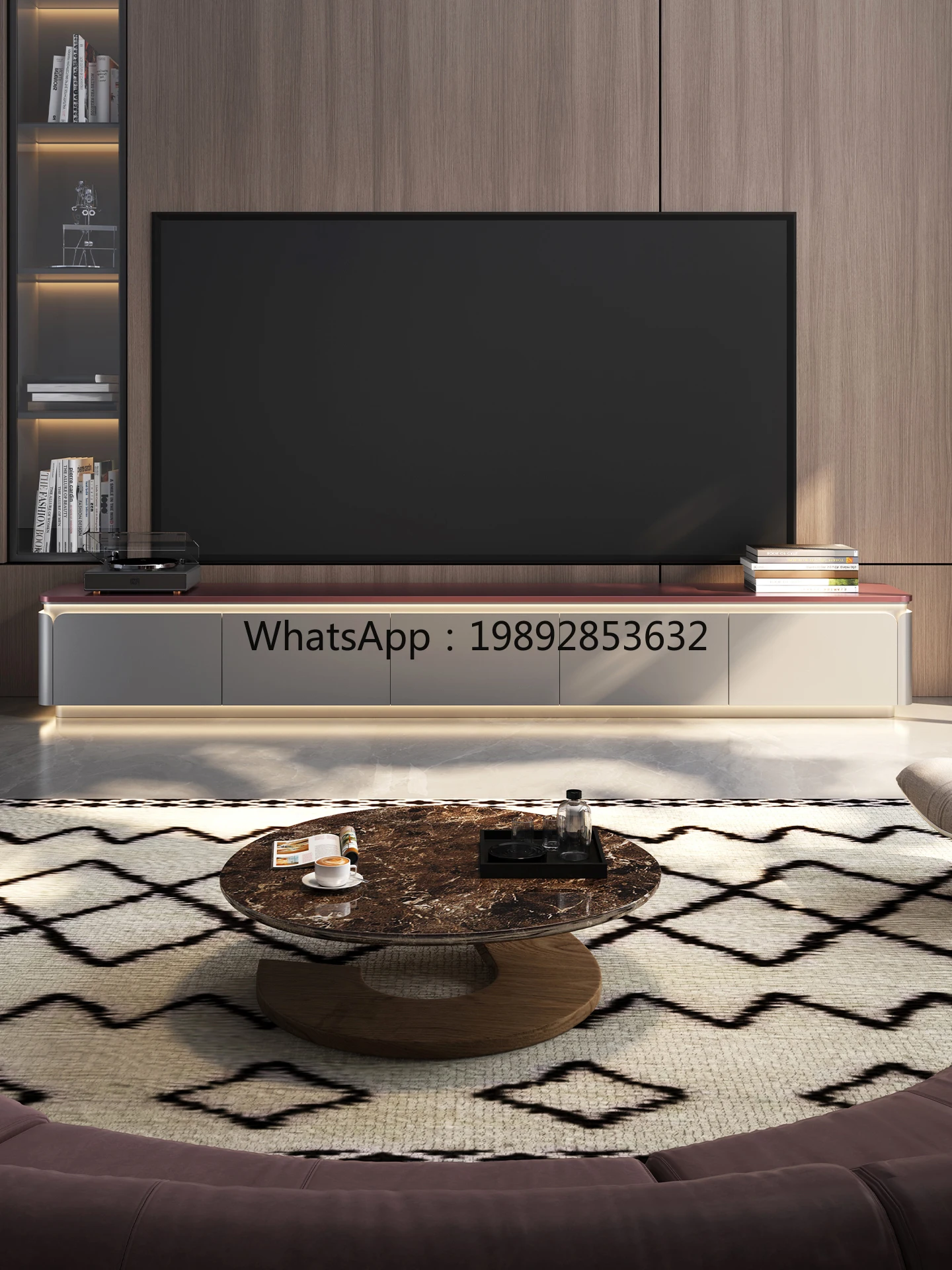 YFY Full Rock Slab TV Cabinet Living Room Small Apartment TV Stand Floor Storage Organizer Home Use