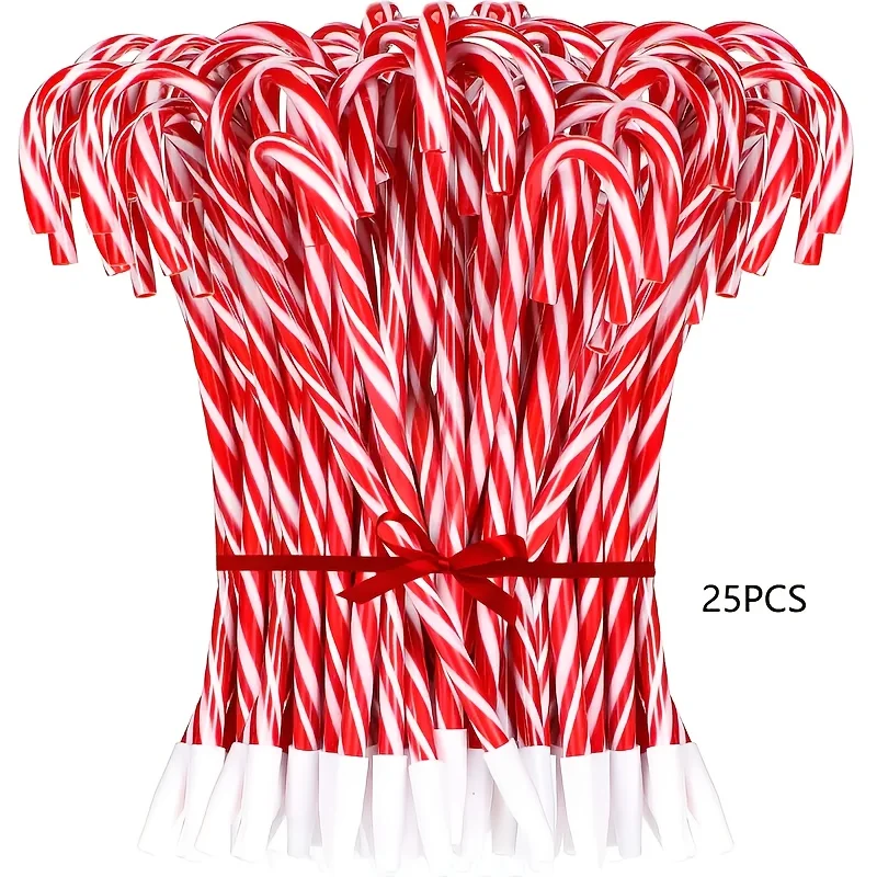25pcs Christmas Cane Ballpoint Pens, For Christmas Gifts, Office Supplies, Christmas Stocking Fillers, Christmas Decorations