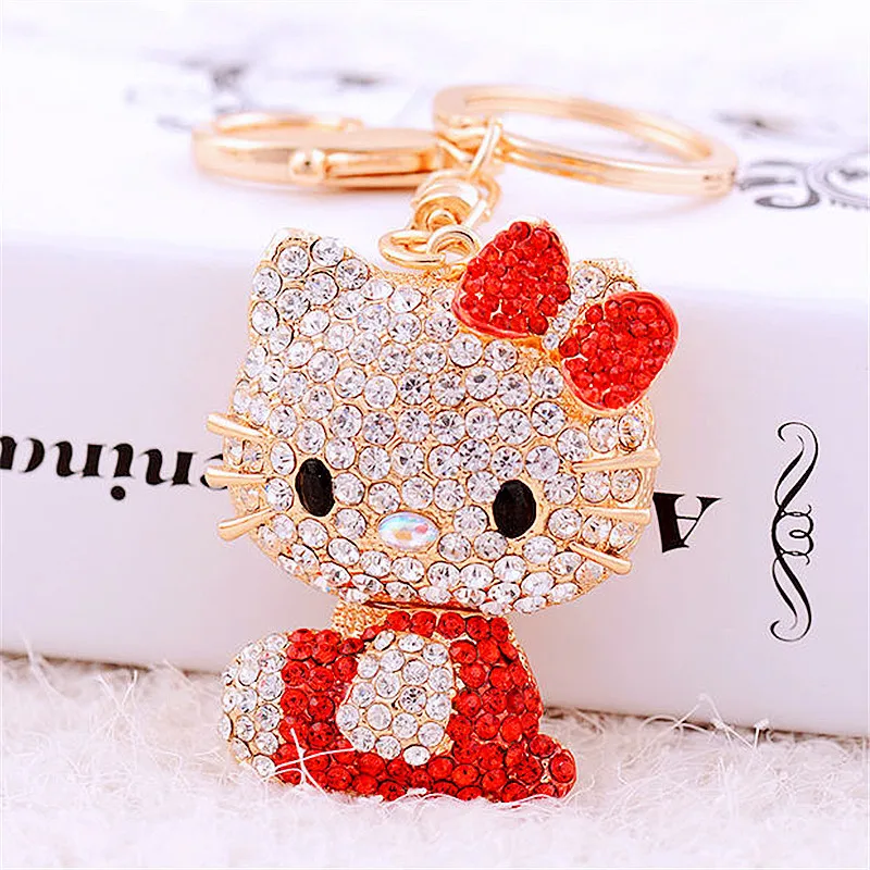 Sanrio Hello Kitty Rhinestone Keychain Cute Sparkling Bag Charms Exquisite and Decorative Pendant Christmas Gift