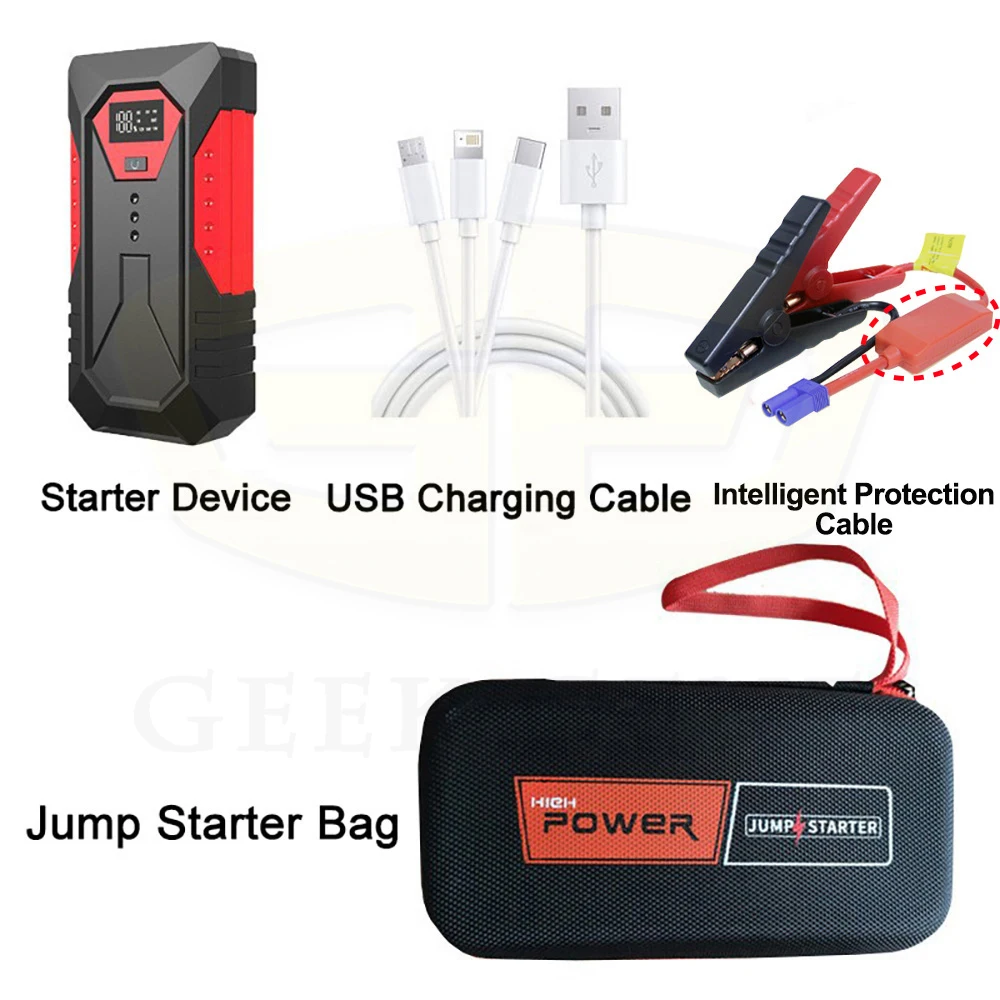 GKFLY 3000A/4000A Car Jump Starter Portable 12V Petrol Diesel Starting Device Cables Portable Power Bank Car Battery Buster