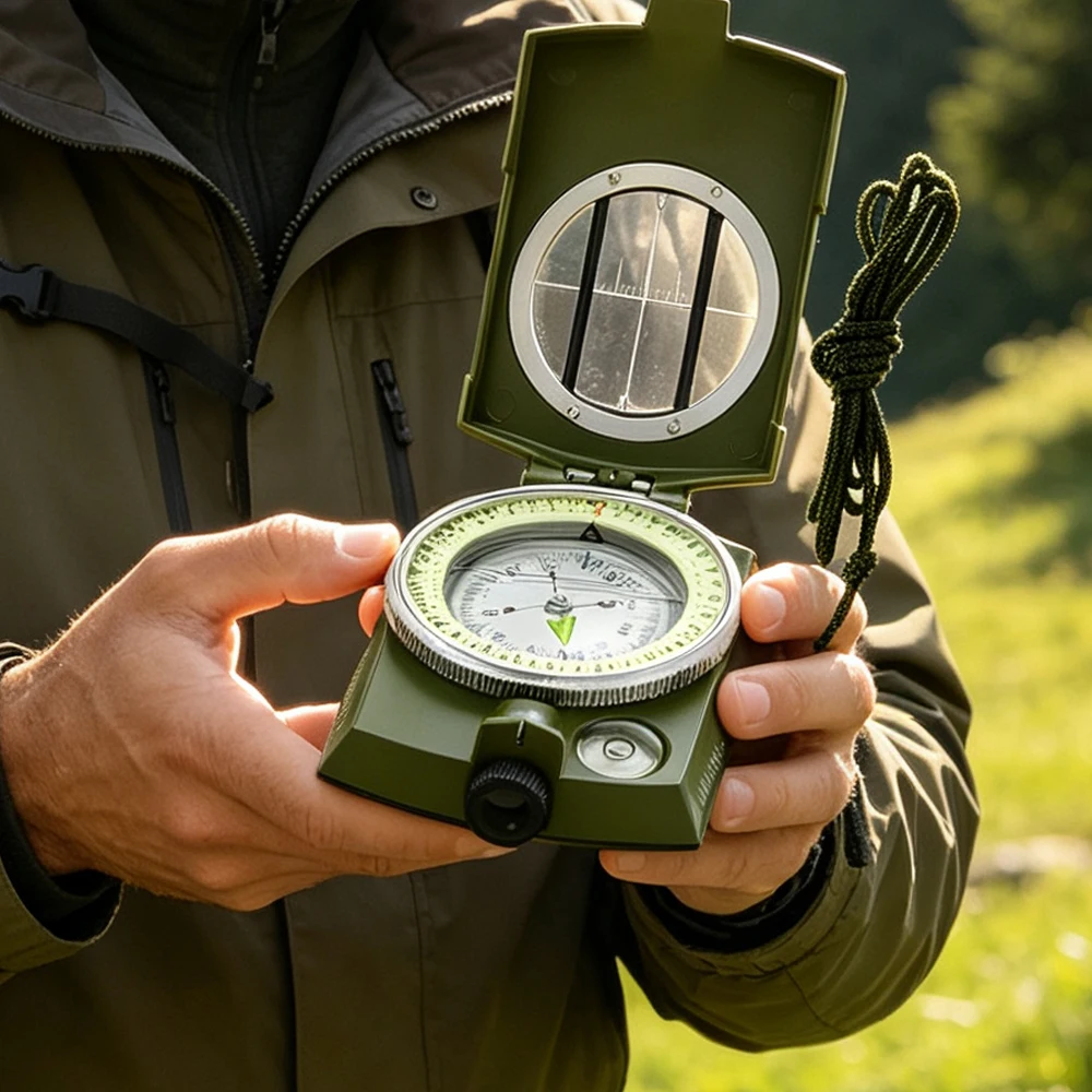 Professioneller hochpräziser Militärkompass, professioneller Militärkompass, multifunktionaler Geologiekompass, wasserdichter Kompass, hell, für Outdoor-Aktivitäten mit Tasche