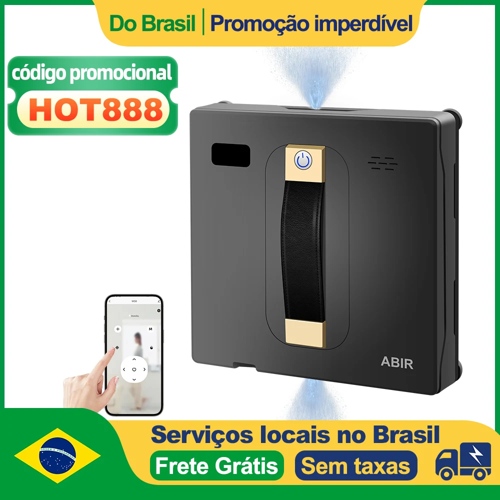 (Código promocional: HOT888)Robô Lavador de Janelas ABIR WD8, Pulverização de Água Dupla, Memória Inteligente, Sucção a Vácuo de Alta Potência, Sensor a Laser, Robô de Limpeza de Vidros Domésticos, Controle por APP