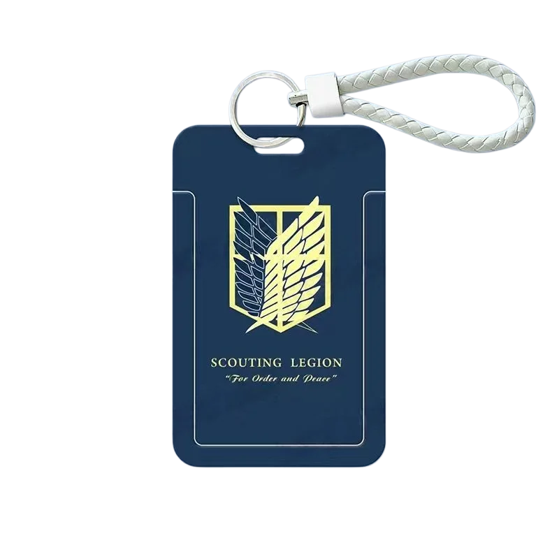 Attack on Titan Cute Slide Cover Card Holder, ID Card Bus Pass Student Campus Card Protector for Access Control & Meal Card