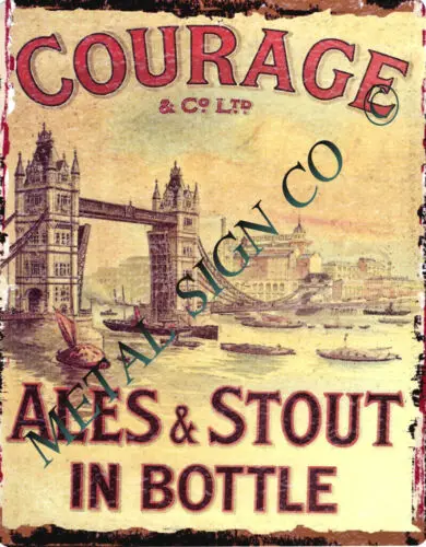 large COURAGE ALES & STOUT metal wall sign beer  garage shop home pub bar garden