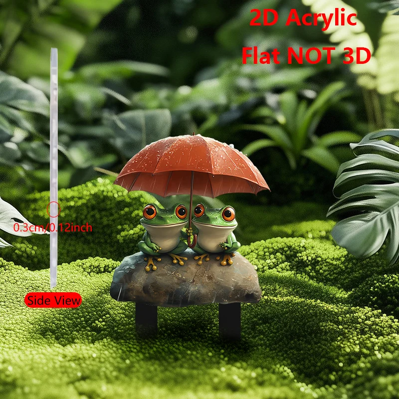 2D Flat Charming Turtle Acrylic Garden Statue - Whimsical Outdoor Decor Smiling Frogs Colorful Mushrooms Grassland Plugin Decor