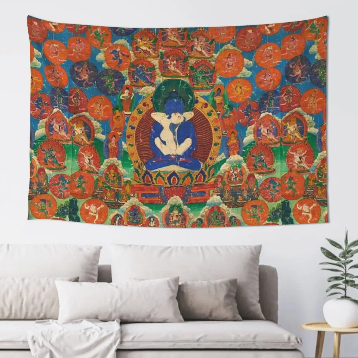 Mandala 131 Samantabhadra Yab Yum Tapestry Wall Hangings Decoration Wall Deco Room Decoration Korean Style Wall Mural Tapestry