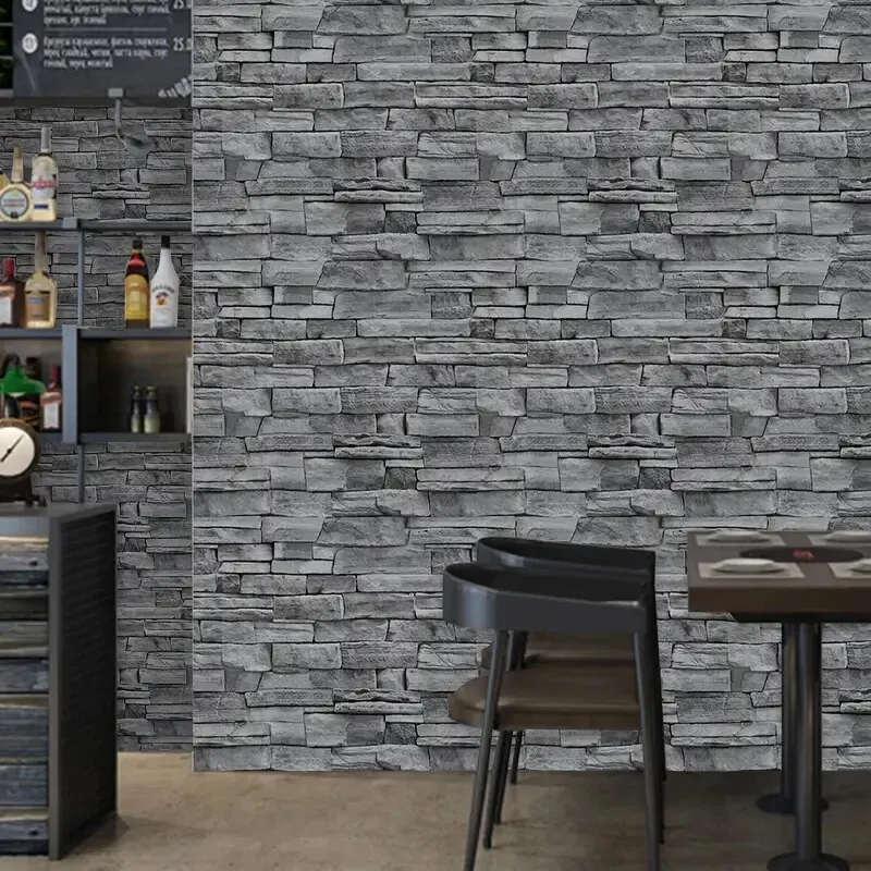 Dark Grey Brick Vintage Removable Waterproof Wallpaper, Peel and Stick, Room Backdrop, Home Improvement Self Adhesive Wallpaper