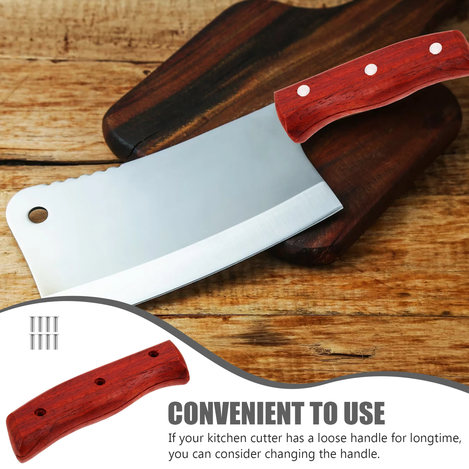 

Wood Handle Replacement for Kitchen Cutter Ergonomic Comfortable Grip with Strong Wear Resistance for Chopping Cutter Handle