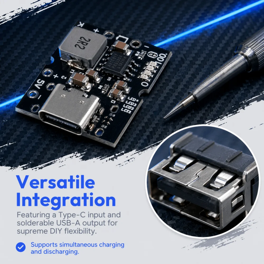 5V 2A 5V 3.1A Power Supply Module Overcharge Protection Adjustable Output USB Charging Board Type-C Connector