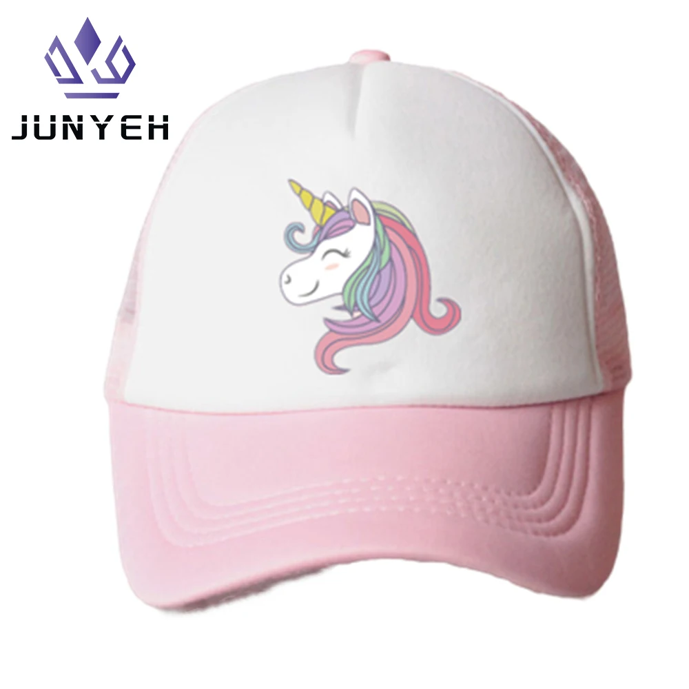 Baby Girl Hat Unicorn Accessories Pink Baseball Cap Summer Sun Truck Caps Outdoor Mesh Hats For Children Kids 3-8 Years