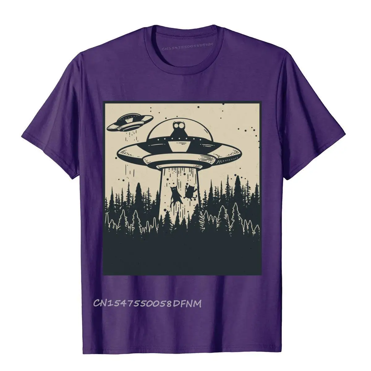 Funny UFO Cat Men T Shirts New Arrival Cotton Tops T Shirt Moto Biker Luxury Camiseta Tee Shirt