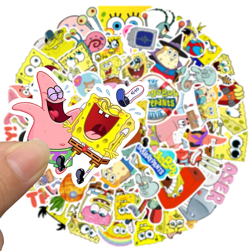 50cs SpongeBob Stickers Waterproof Vinyl Stickers for Water Bottle Luggage Bike Car Decals (Disney,Nickelodeon))