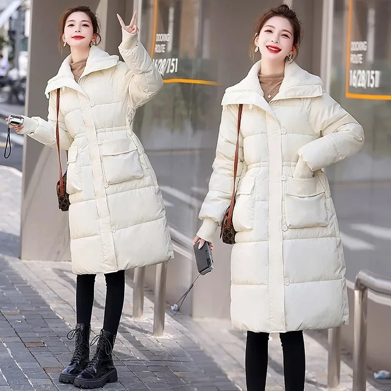 Women\'s Winter Snow Parkas 2024 New Style Korean Thicken Cotton Coat Jacket Long Casual Puffer Overcoat Student Windproof Outerw