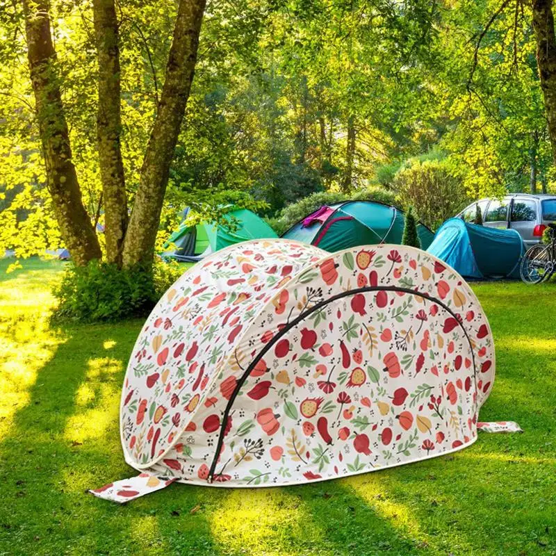 Pop Up Tent Easy Setup Camping Supplies Fruit Pattern Privacy Tent Sun Shade Shelter Waterproof UPF 50 For 3-4 People BBQ Party