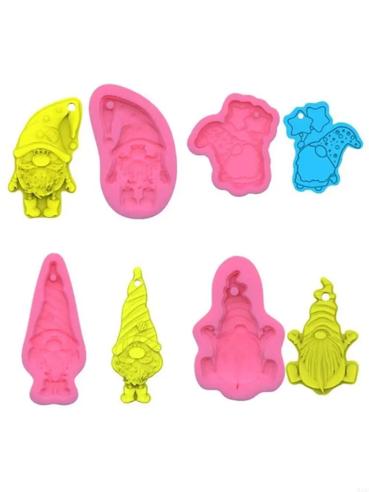 91AF Santa Little Dwarf Keychain Silicone Mold with Hole Keyring Pendant Handmade Mold Christmas Day Gift Jewelry