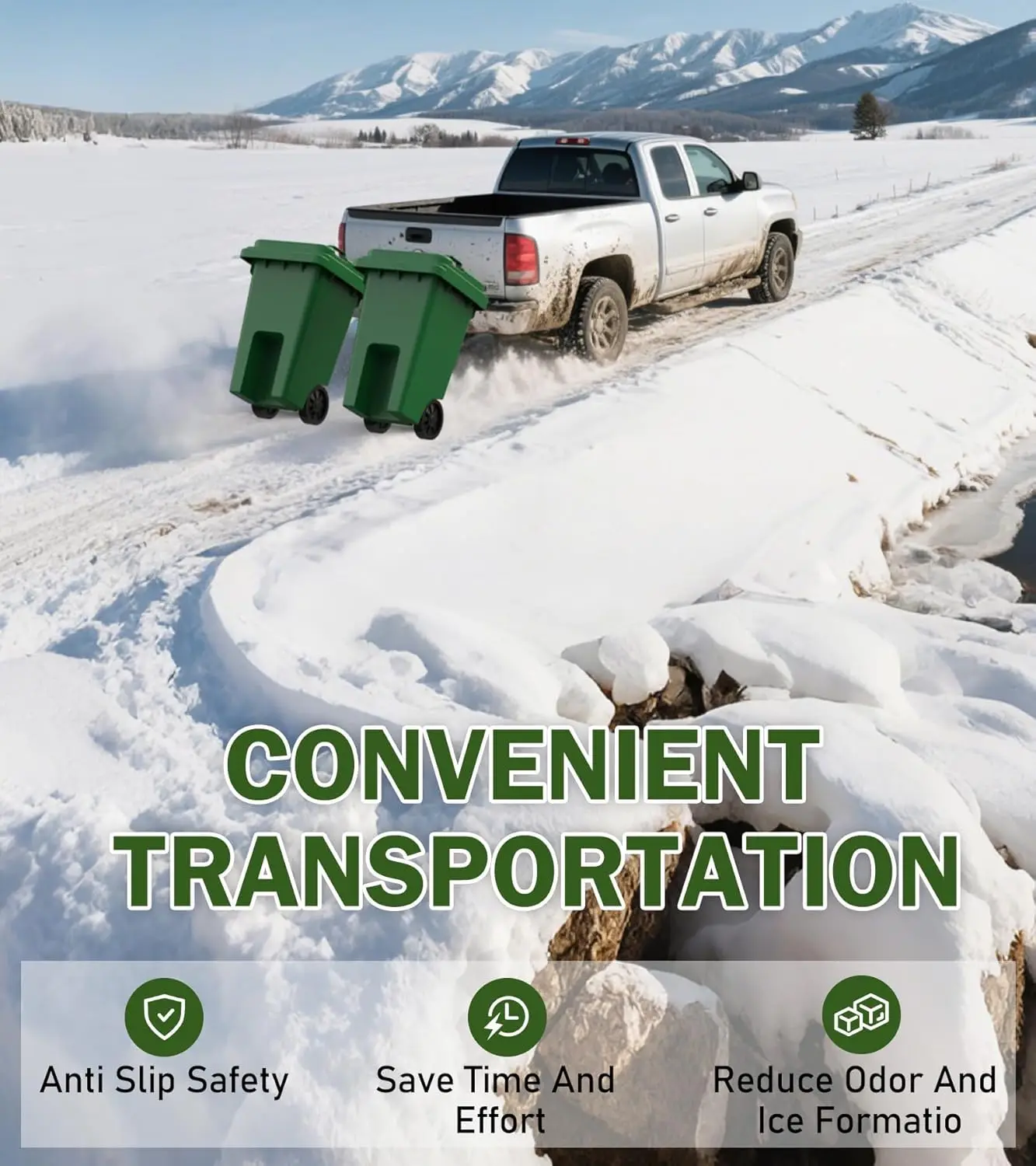 حامل سلة المهملات المزدوج مع جهاز استقبال 2 بوصة للشاحنة، عربة الجولف، ATV، UTV - مقطورة سلة المهملات بعجلات #6