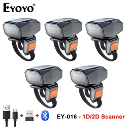 Eyoyo 5pcs EY-016 Wearable Ring Barcode Scanner Portable 2.4G+Bluetooth Wireless 2D QR Code Reader PDF417 iOS Android Windows