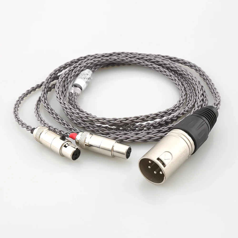 8 Core HIFI 4pin UPOCC 2.5 4.4mm XLR Balanced Earphone Headphone Upgrade Cable Silver Plated for Audeze LCD 3 LCD-2 LCD2 LCD-4