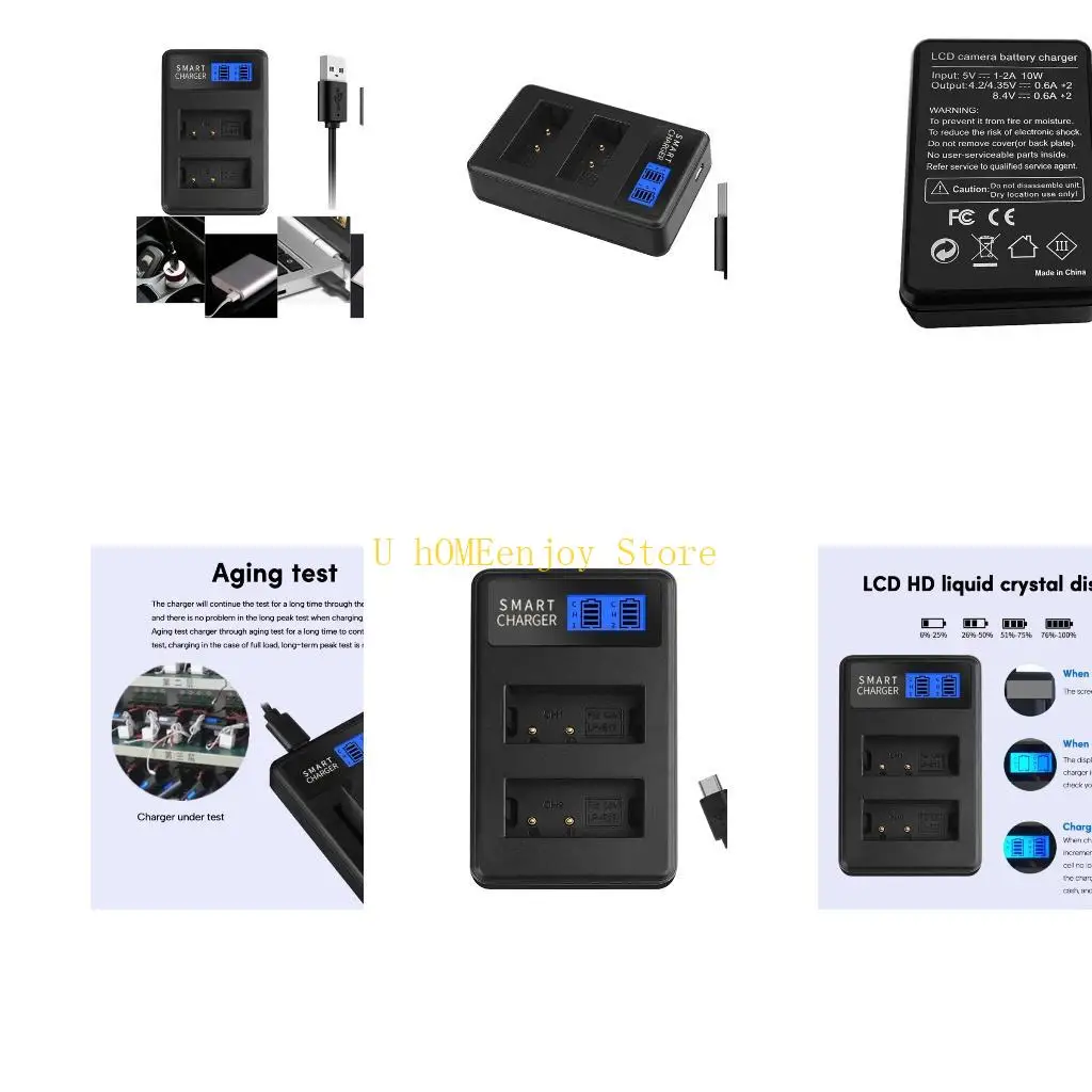 B0KF Rapid LP-E17 Dual Channel LCD USB Battery for EOS T6i 750D 800D 200D Camera Stay Powered for Travel