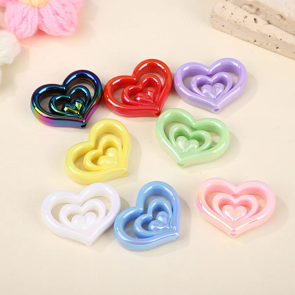 

Love shaped electroplated acrylic accessories DIY bead beads scattered beads can be used to make pen string mobile phone chains