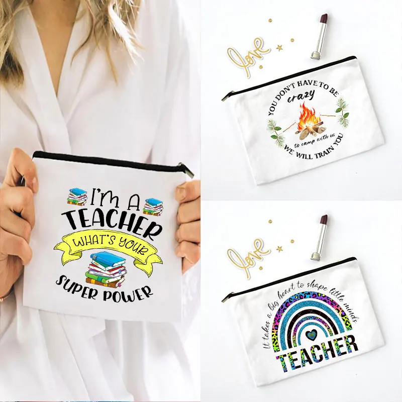 Teacher Pencil Cases School Stationery Supplies Storage Bags Travel Wash Pouch  Gifts kawaii Makeup Bag Beat gift for teacher