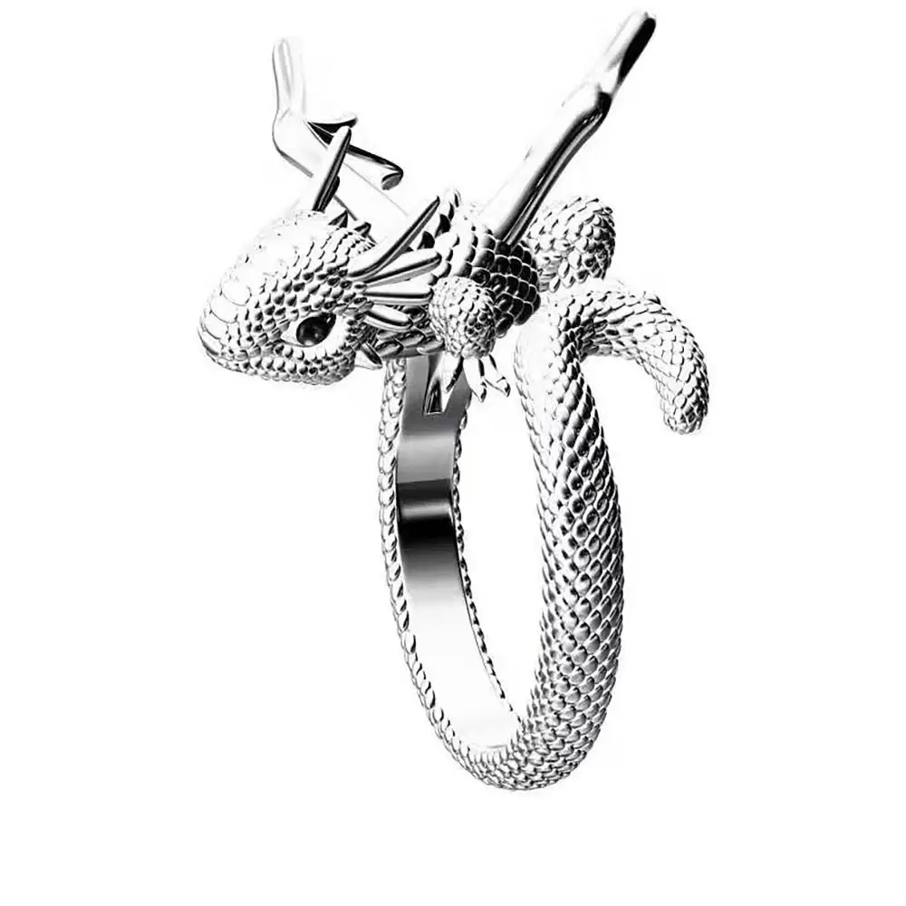 Vintage Dragon Shape Ring Animal Alloy Opening Rings Free Size Accessories Couples Rings Party