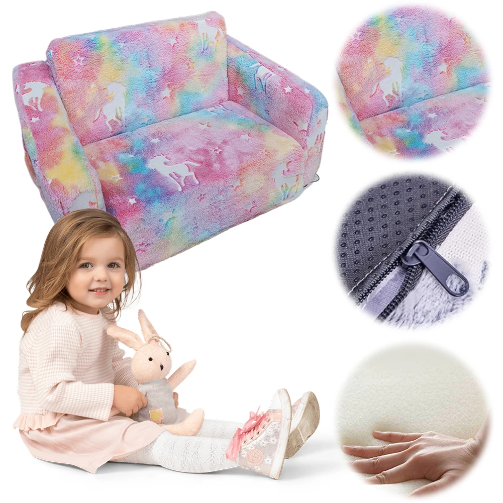 

Удобное складное кресло для малышей, светящееся в темноте, трансформируемое плюшевое кресло-диванчик со звездами, светящимися в темноте, для девочек и мальчиков