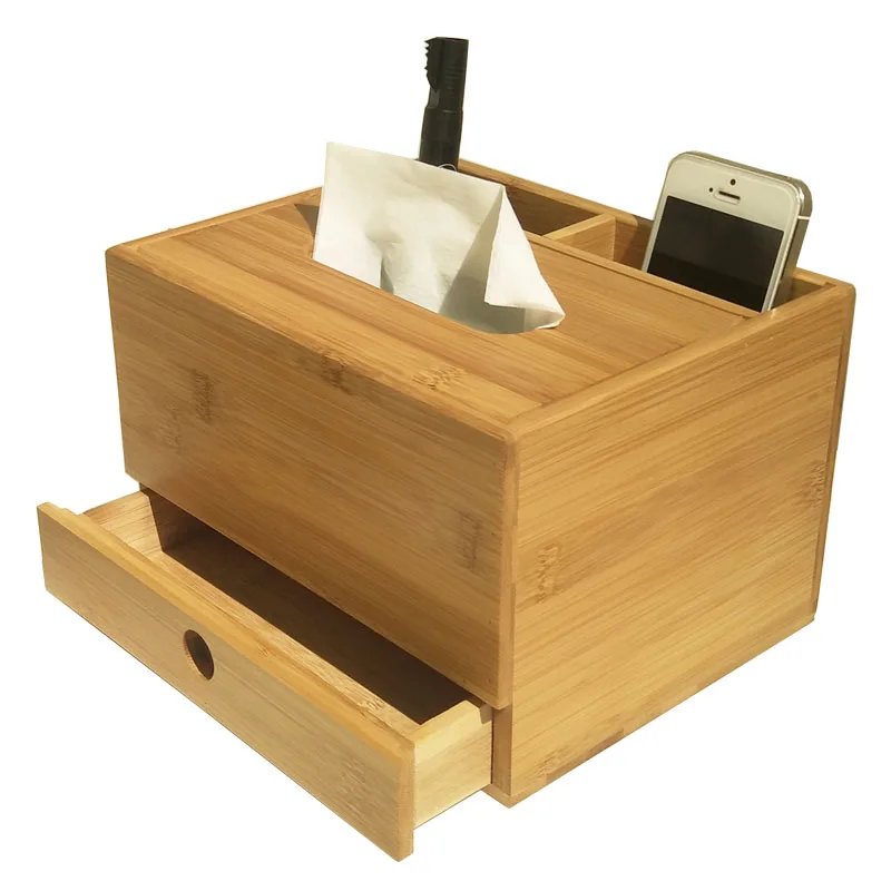 

Creative Drawer Style Tissue Storage Box Multifunctional Remote Control For Storing Napkins Bamboo Desktop Organization Rack