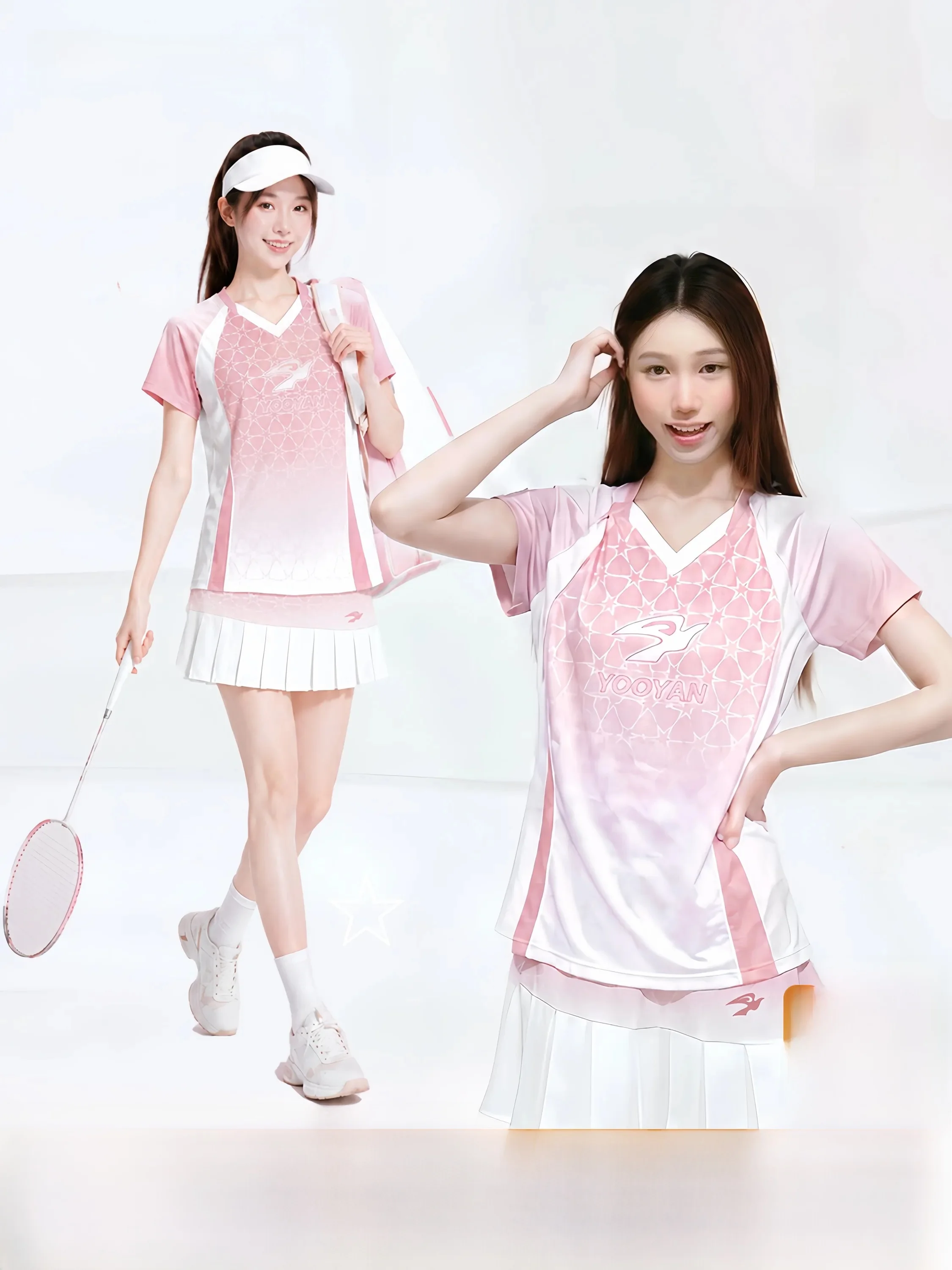 ensemble-d'entrainement-a-manches-courtes-yooyan-sportswear-pour-filles-uniforme-de-badminton-sechage-rapide-respirant-tenue-de-sport-d'automne