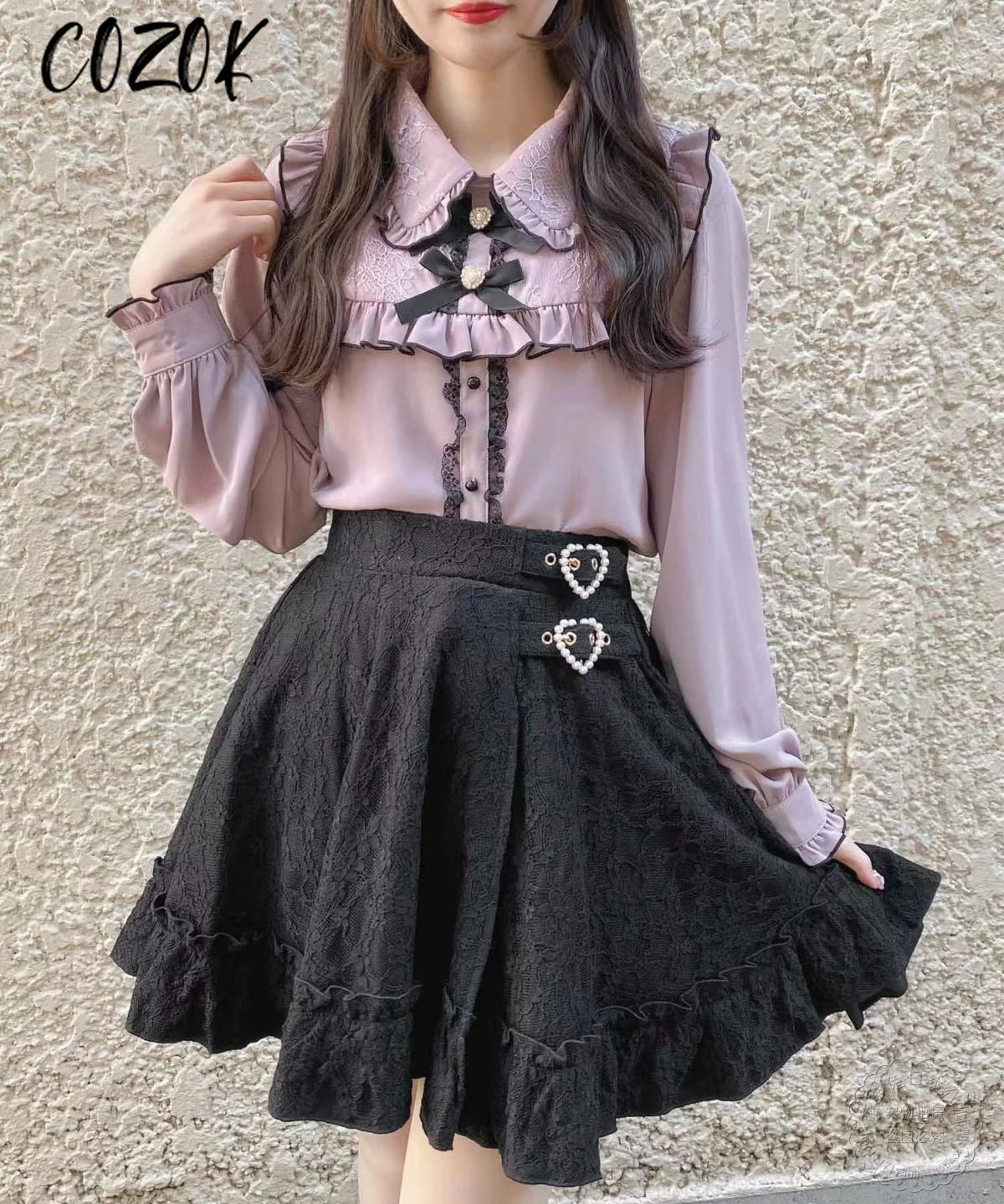 Rok Mini Jepang rok Lolita yang diproduksi massal wanita rok hitam pendek wanita renda Ruffle renda lucu manis manis perempuan