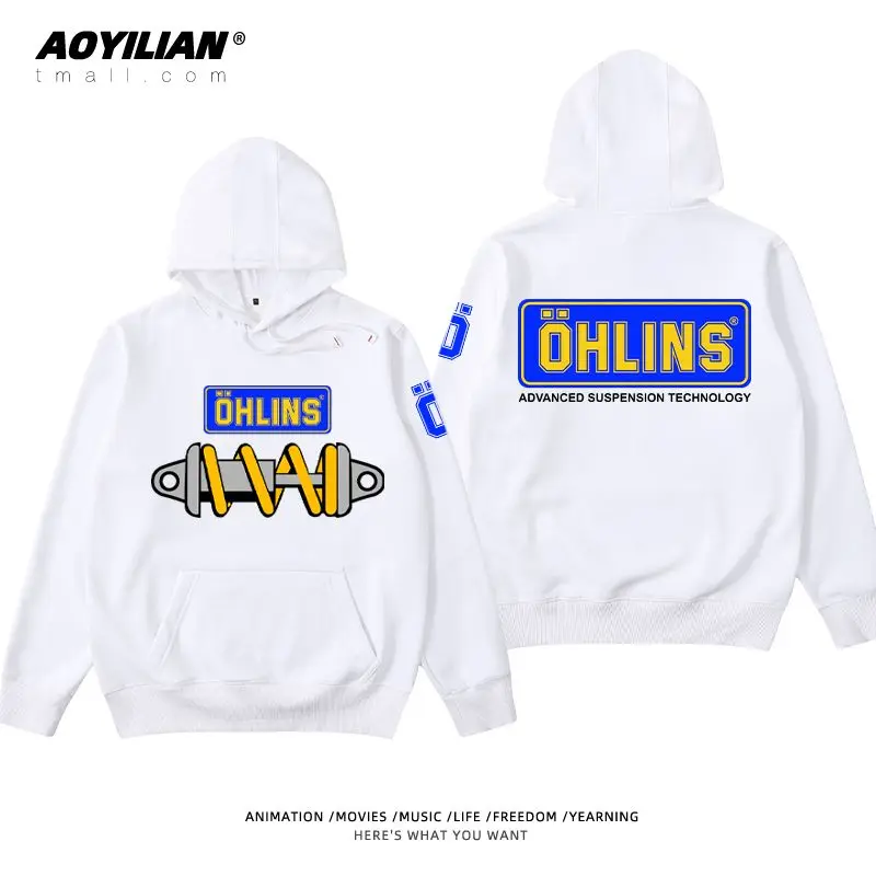 OHLINS ammortizzatore per moto modificato versione coreana maglione con cappuccio vestito Casual da uomo e da donna giacca da Club per auto da corsa